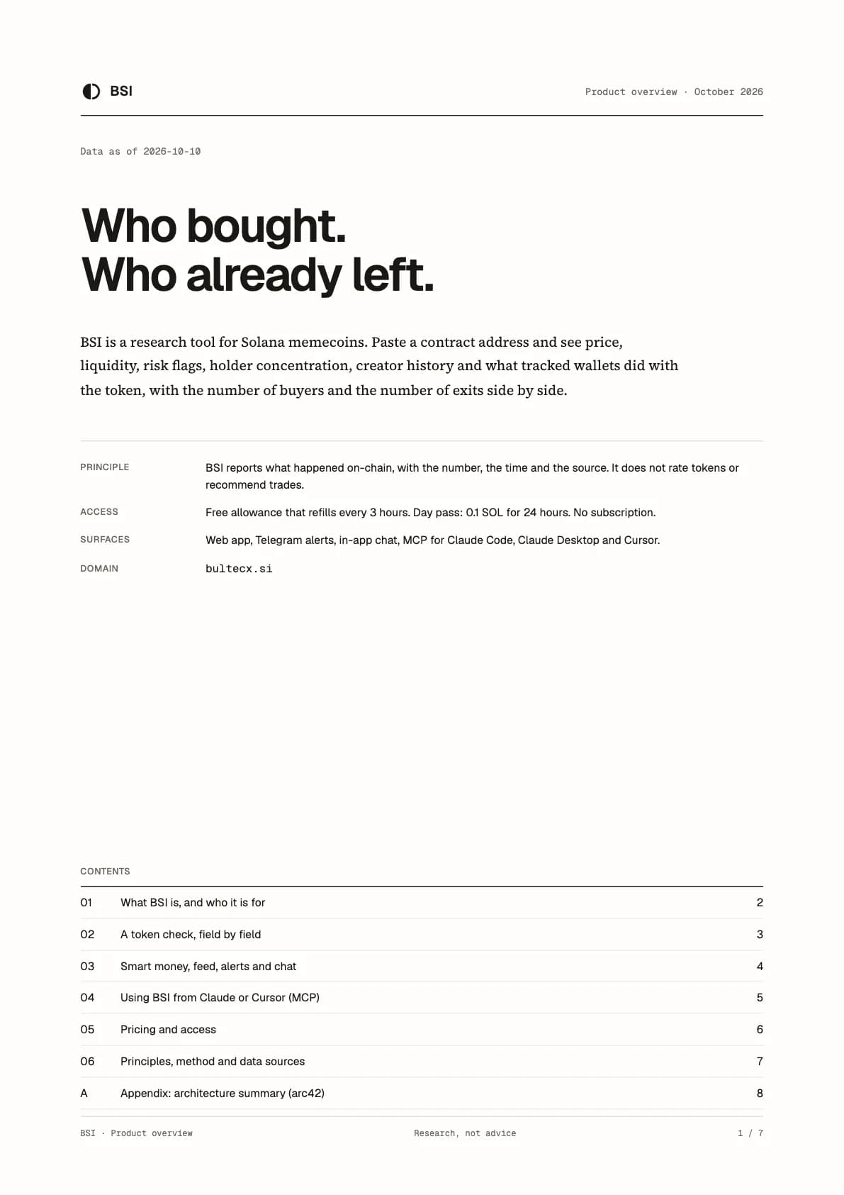 First page of Product overview